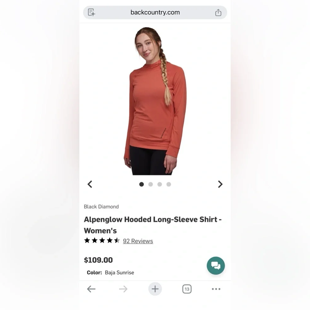 Black Diamond Alpenglow Hooded Long-Sleeve Shirt Size L - Picture 7 of 8